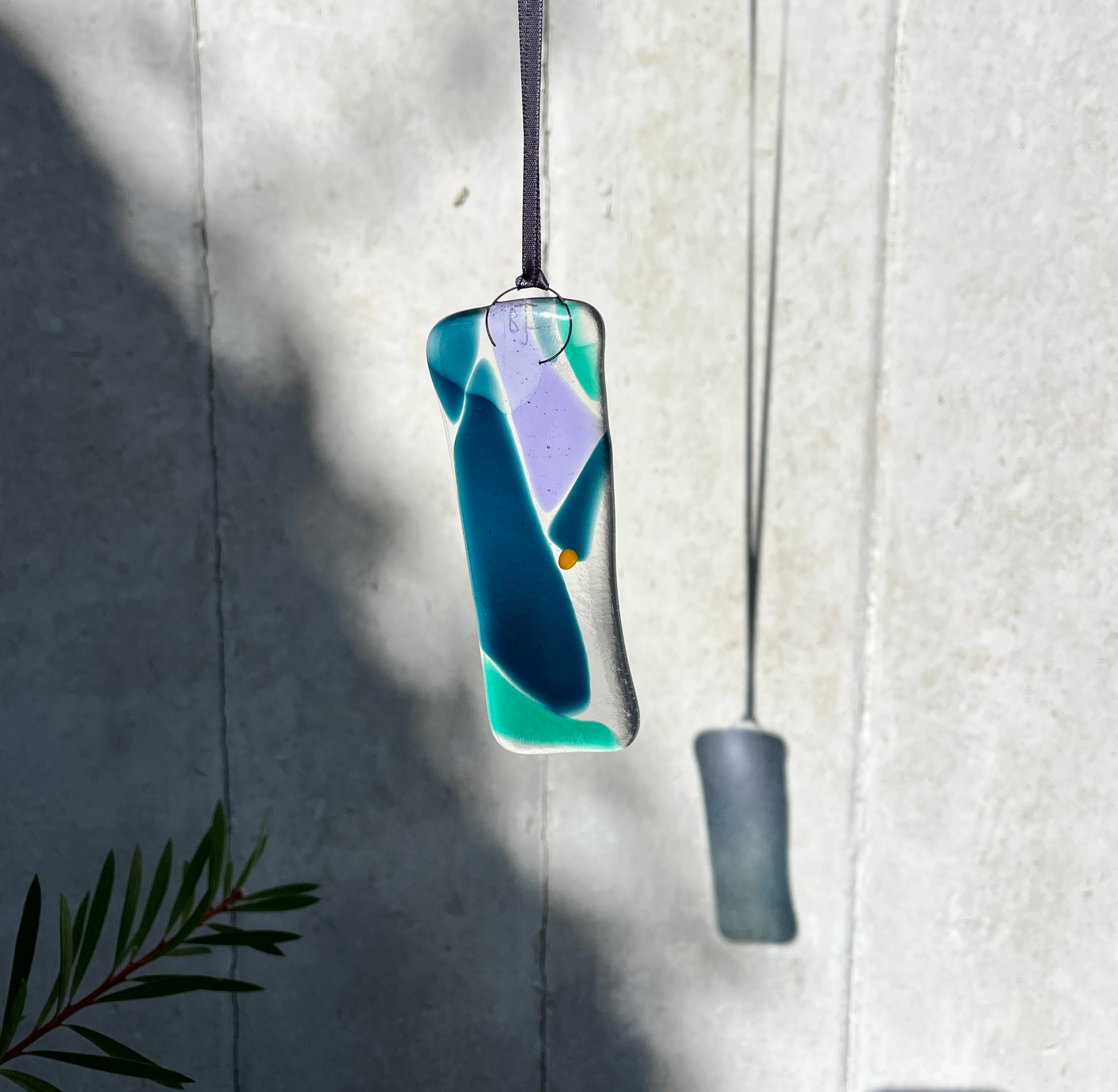 Decorative glass Bryony Lane hanging pendant with colourful design
