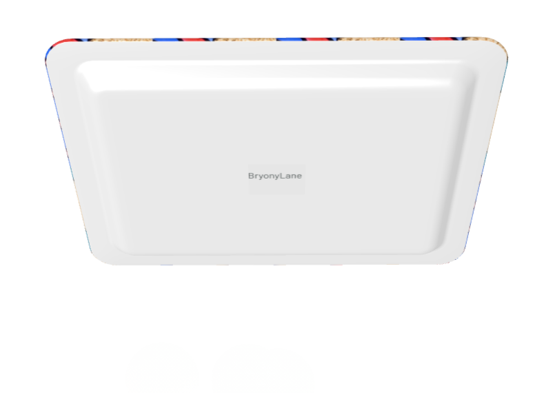 Colourful geometric Bryony Lane patterned tray on a white background